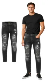 spodnie-jeansowe-meskie-ciemnoszare-ze-zdobieniami-jeansy-slim-fit-wygodne