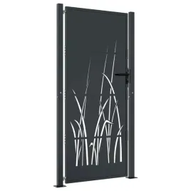 furtka-ogrodowa-antracytowa-105x180-cm-stal-motyw-trawy