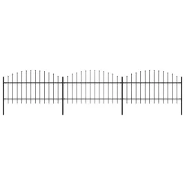 ogrodzenie-ogrodowe-z-wlocznia-stalowe-537-x-125-cm-czarne