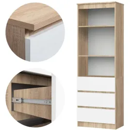 regal-dab-sonoma-bialy-mat-180-x-60-cm-z-szufladami-na-ksiazki-do-pokoju