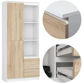 regal-bialy-mat-dab-sonoma-180-x-80-cm-zamykany-z-szufladami-do-pokoju