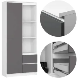 regal-bialy-mat-grafit-mat-180-x-80-cm-zamykany-z-szufladami-do-pokoju