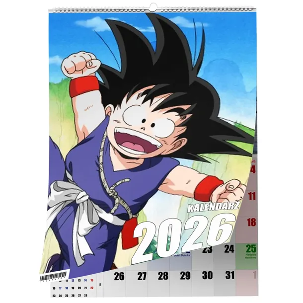 KALENDARZ A4 DRAGON BALL 13 STRONNY ZAZNACZONE ŚWIĘTA ŚCIENNY