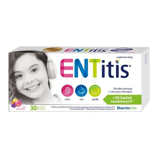 ENTITIS smak TUTTI FRUTTI Na odporność dla dzieci 30 pastylek do ssania