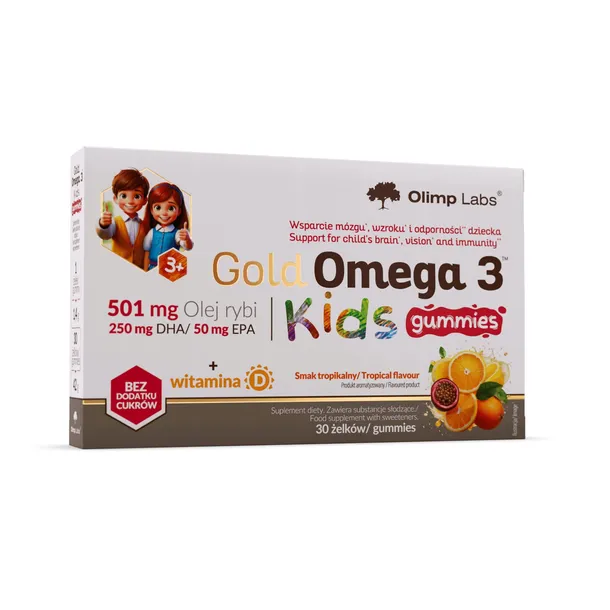 Olimp Gold Omega 3 Kids gummies 30 żelek o smaku tropikalnym