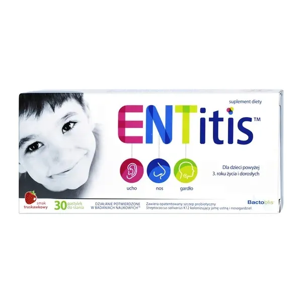 ENTITIS smak truskawkowy 30 pastylek do ssania