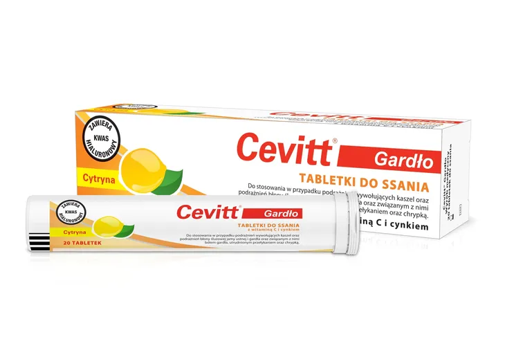 Cevitt Gardło smak cytrynowy 20 tabletek do ssania DW 12.2026