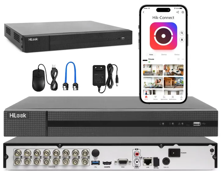 Rejestrator analogowy na 16 kamer do 8MPx TurboHD TVI CVI HiLook Hikvision