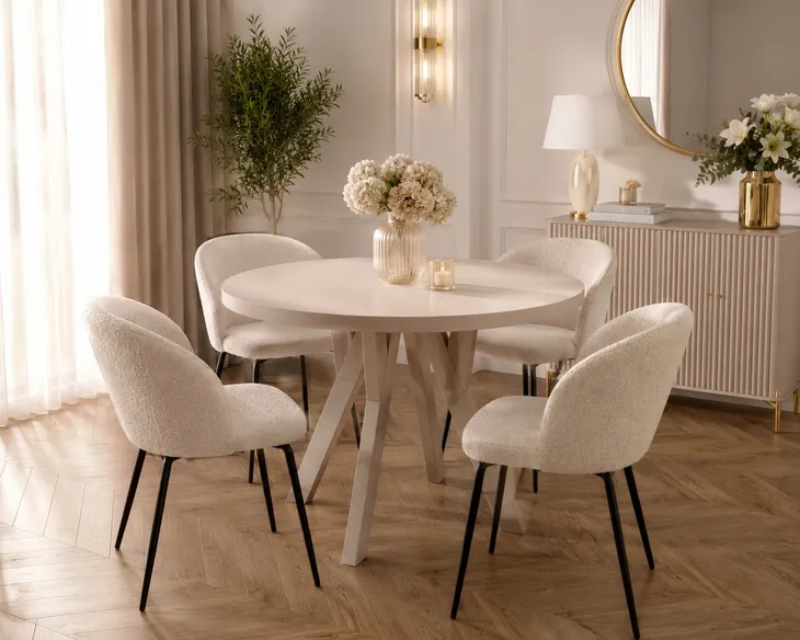Stół okrągły rozkładany ORIO LOFT 100/200 cm kaszmir premium