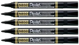 marker-permanentny-pentel-n850-okragly-czarny-5-sztuk