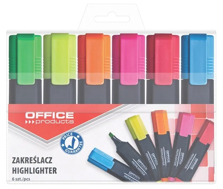 Zakreślacze Zestaw Office Products 6 szt w Etui