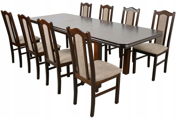 Stół do 240cm i 8 krzeseł z drewna ZESTAW ORZECH