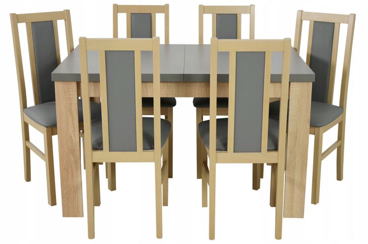 Stół rozkładany 80/120/160 i 6 krzeseł SONOMA
