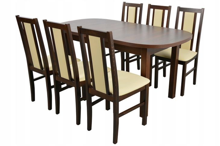 ZESTAW DO KUCHNI Stół do 2m i 6 krzeseł z drewna