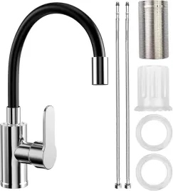 nowoczesna-bateria-kuchenna-z-elastyczna-wylewka-chrom-czarny-mat-360st