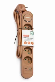 hykker-listwa-zasilajaca-przedluzacz-5-gniazd-usb-usb-c-brazowa