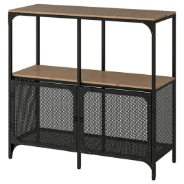 ikea-fjallbo-regal-czarny-100x95-cm-metal-lite-drewno