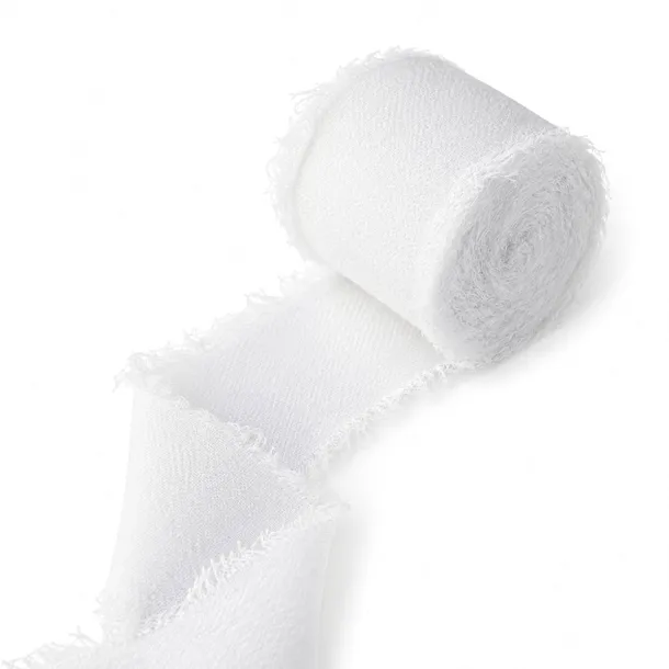 Wstążka szyfonowa ręcznie rwana do dekoracji CZYSTA BIEL 4cm 5m 1 szt.