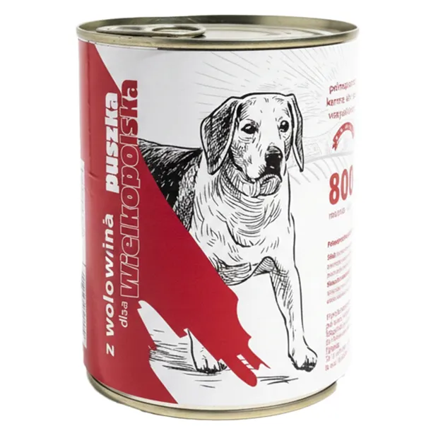 MOKRA KARMA DLA PSA PUSZKA WIELKOPOLSKA BOGATA W WOŁOWINĘ 800G