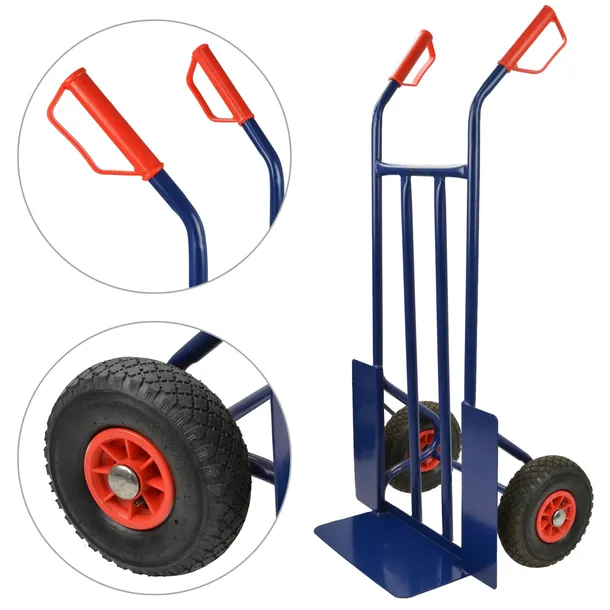 WÓZEK TRANSPORTOWY 200KG 400X200MM NIEBIESKI DWUKOŁOWY MAGAZYNOWY SOLIDNY