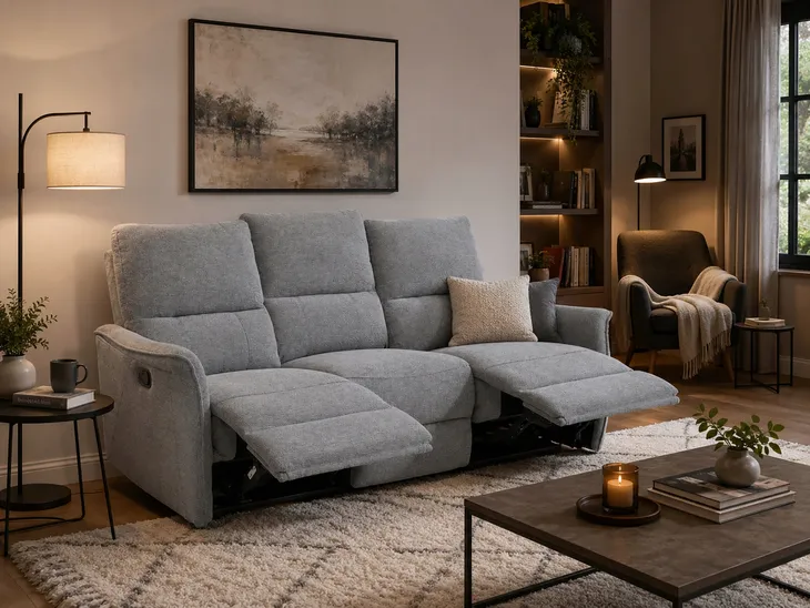 SOFA FOTEL ROZKŁADANY TRZYOSOBOWY PODNÓŻEK LEŻANKA FW106-3 TIMO TRIO SZARY