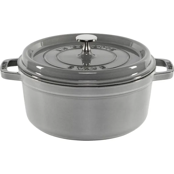 staub-la-cocotte-24cm-rund-mit-dampfeinsatz-graphitgrau