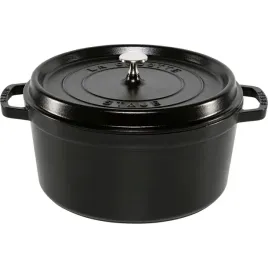 staub-la-cocotte-28cm-rund-schwarz-gusseisen