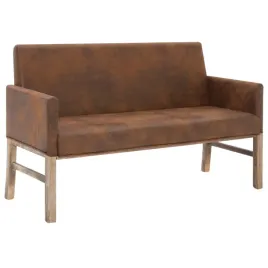 lawka-z-podlokietnikami-140-cm-brazowa-sztuczny-zamsz