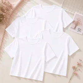 4-pak-t-shirt-koszulka-bawelniana-dziewczeca-gladka-na-w-f-zestaw-biala-164