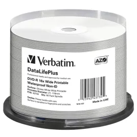 1x50-verbatim-dvd-r-47gb-16x-wide-glossy-waterproof-print