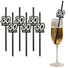 slomki-30-urodziny-glamour-birthday-czarny-6-szt
