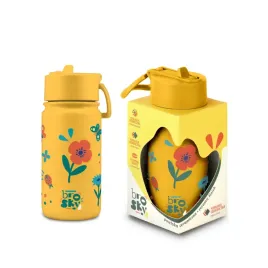 brosky-kids-zolta-butelka-na-wode-dla-dzieci-w-kwiaty-i-owady-450-ml