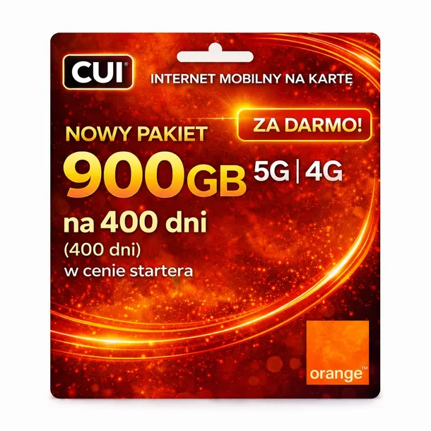 INTERNET ORANGE FREE MOBILNY NA KARTĘ STARTER ZA DARMO 900GB 400 dni 4G 5G