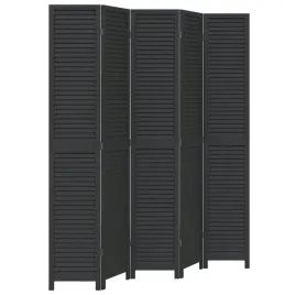 parawan-pokojowy-5-panelowy-czarny-lite-drewno-paulowni