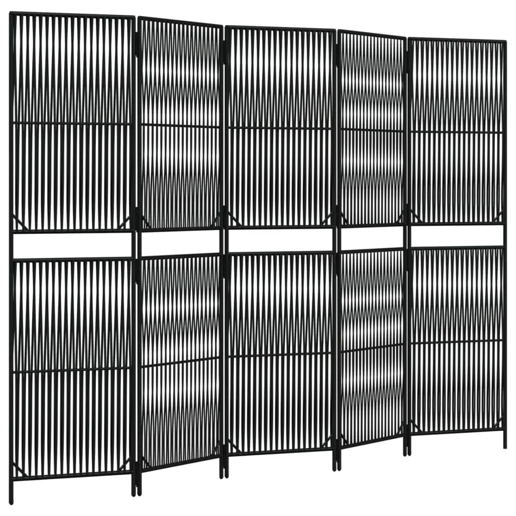 parawan-5-panelowy-czarny-polirattan-stan-nowy