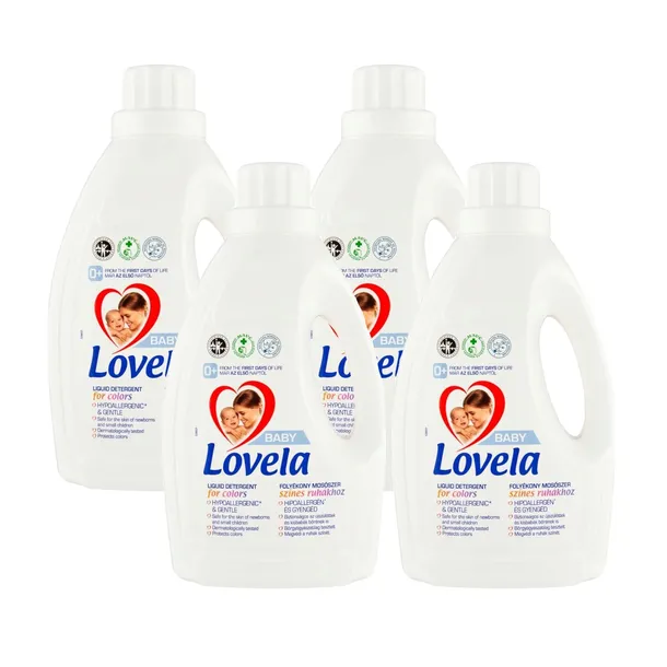 4x Płyn do prania kolorów LOVELA Baby Mleczko dla dzieci 16 prań 1,45l