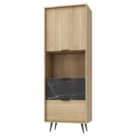 wysoka-szafka-regal-na-ksiazki-do-salonu-greco-180-cm-dab-czarny-marmur-mdf