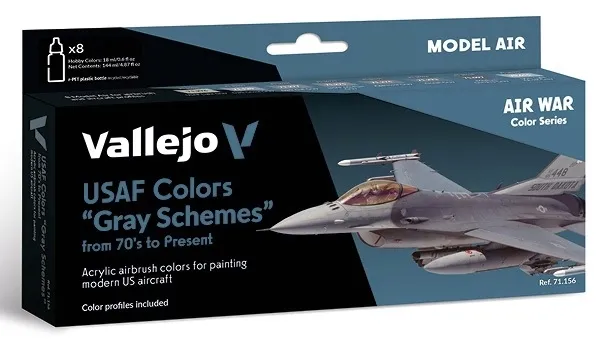 Vallejo 71156 Zestaw Model Air War USAF Colors Gray Schemes 70's to present