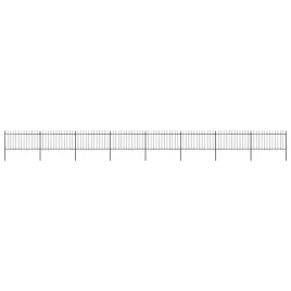 ogrodzenie-ogrodowe-z-wlocznia-stalowe-1426-x-100-cm-czarne