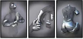 obraz-scienny-3d-metal-sculpture-romantyczni-kochankowie-3-sztuki-60x90cm