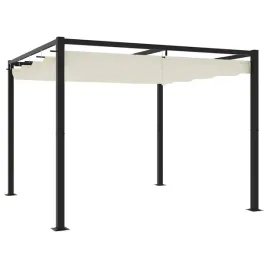 altana-ogrodowa-ze-zwijanym-dachem-kremowa-3x3-m-stalowa