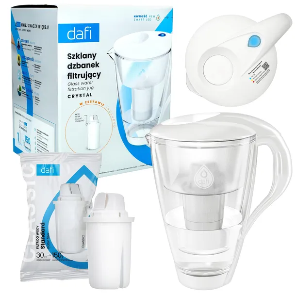 Dzbanek filtrujący szklany Dafi Crystal LED 2l + 2x Filtr Dafi Classic