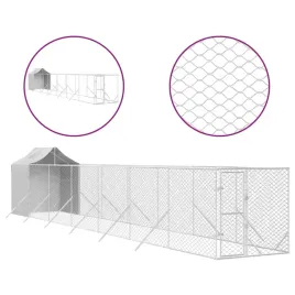 kojec-dla-psa-z-dachem-srebrny-2x14x25m-stal-galwanizowana
