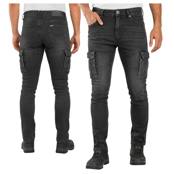 Spodnie męskie JEANS BOJÓWKI robocze jeansy z przetarciami Wytrzymałe