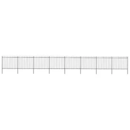 ogrodzenie-ogrodowe-z-wlocznia-stalowe-1426-x-150-cm-czarne
