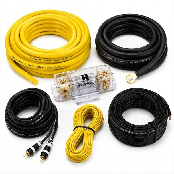 ZESTAW KABLI 50mm2 RCA PRZEWODY DO WZMACNIACZA 2000W HOLLYWOOD CCA-20 53mm2