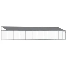 klatka-dla-psa-z-dachem-i-drzwiami-szara-10x2x2-m-stal