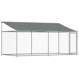klatka-dla-psa-z-dachem-i-drzwiami-szara-4x2x2-m-stal