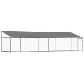klatka-dla-psa-z-dachem-i-drzwiami-szara-8x2x2-m-stal