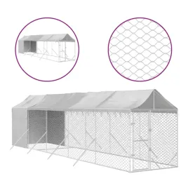 kojec-dla-psa-z-dachem-srebrny-2x10x25m-stal-galwanizowana
